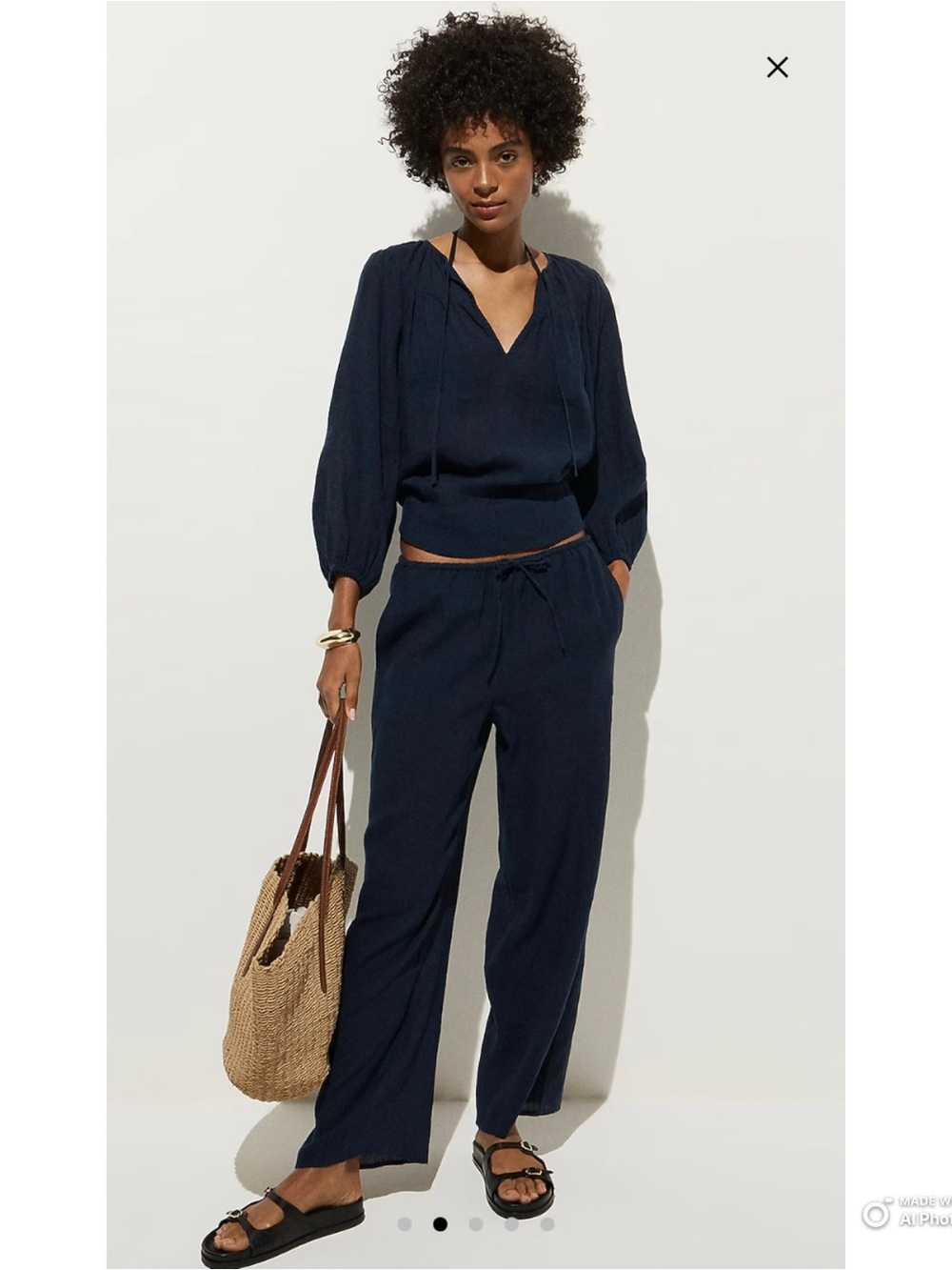 J Crew Navy Blue Hampton SET XS Long Sleeve Tunic Top + Small Beach Pant NWT
